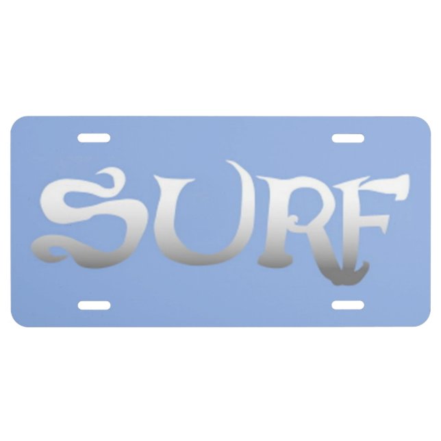 Surf blue aluminum car license plate (Front)