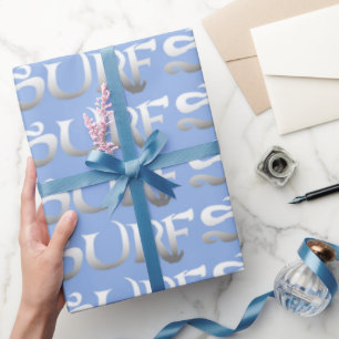 Surf blue glossy wrapping paper