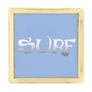Surf blue gold small square lapel pin