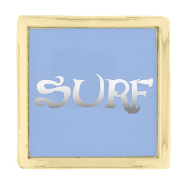 Surf blue gold small square lapel pin (Front)