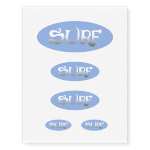 Surf blue oval temporary tattoo 5