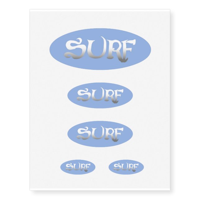 Surf blue oval temporary tattoo 5 (Front)