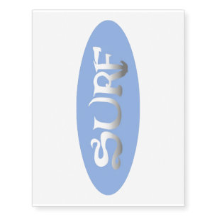 Surf blue oval temporary tattoo large