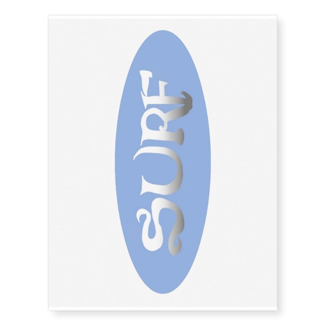 Surf blue oval temporary tattoo large (Front)