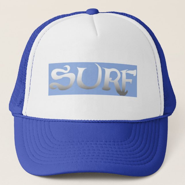 Surf blue rectangle foam trucker hat (Front)
