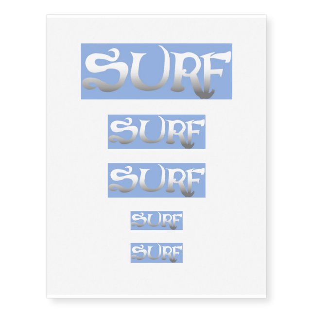Surf blue rectangle temporary tattoo 5 (Front)