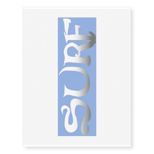 Surf blue rectangle temporary tattoo large (Front)
