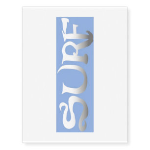 Surf blue rectangle temporary tattoo large