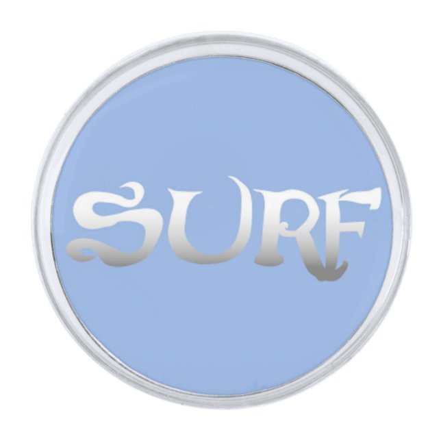 Surf blue silver round lapel pin (Front)