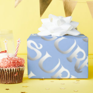 Surf blue tilted glossy wrapping paper