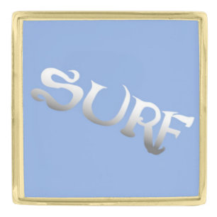 Surf blue tilted gold large square lapel pin