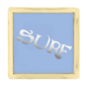 Surf blue tilted gold small square lapel pin