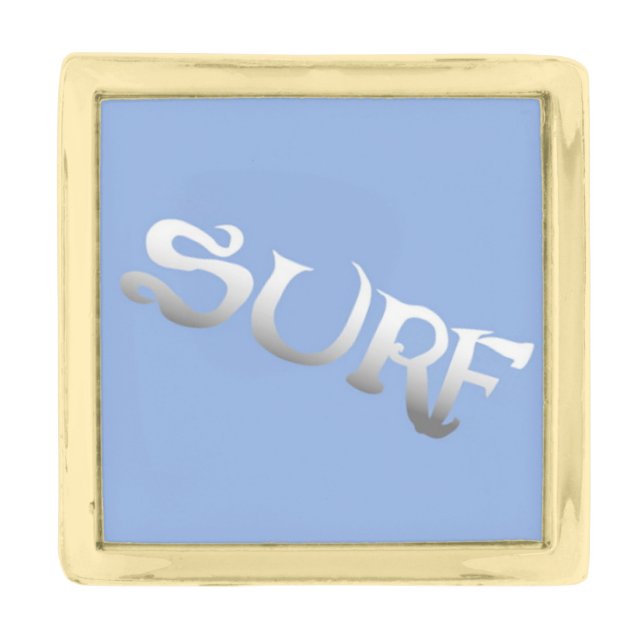 Surf blue tilted gold small square lapel pin (Front)