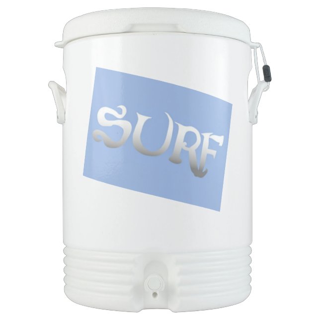 Surf blue tilted Igloo beverage cooler 2 sided (Front)