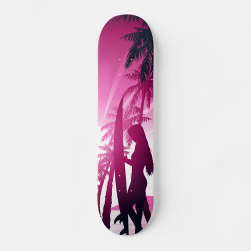 Surf board at sunrise