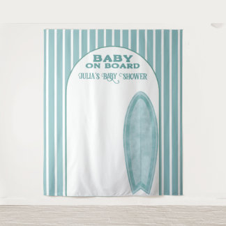 Surf Board Baby Shower Custom Photo Wall Banner Tapestry