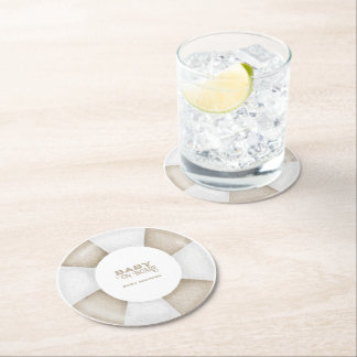 Surf Board Baby Shower Custom Round Paper Coaster