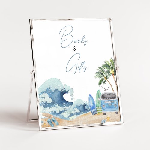 Surf Board Beach Baby Shower Books and Gifts Poster