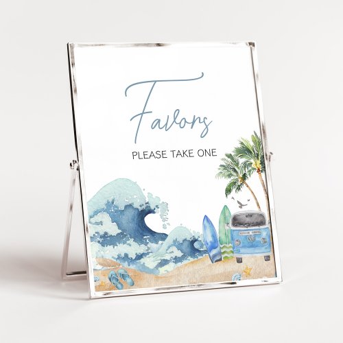 Surf Board Beach Baby Shower Favors Poster