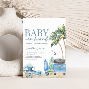 Surf Board Beach Baby Shower  Invitation