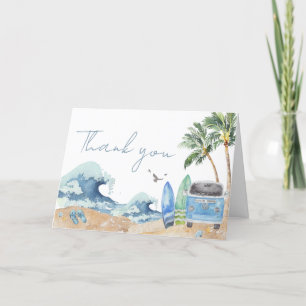 Surf Board Beach Baby Shower  Letterpress Thank You Card