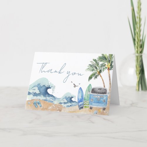 Surf Board Beach Baby Shower  Thank You Card