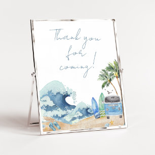 Surf Board Beach Baby Shower Thank you for Coming Poster