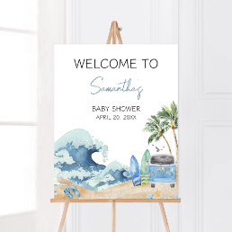 Surf Board Beach Baby Shower Welcome Poster