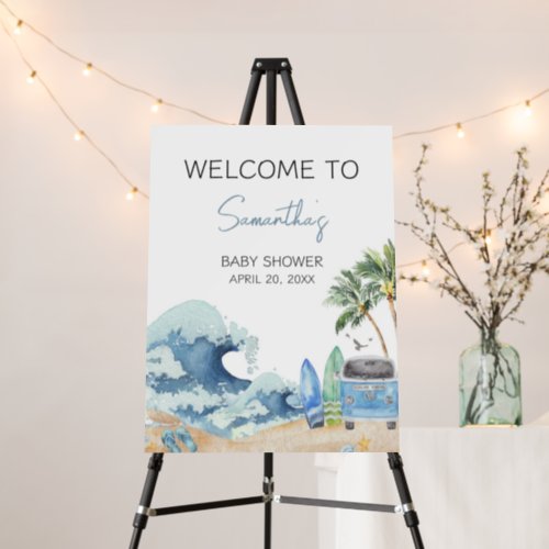 Surf Board Beach Baby Shower Welcome Sign