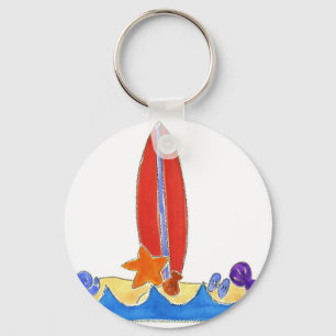 Surf Board Beach Keychain