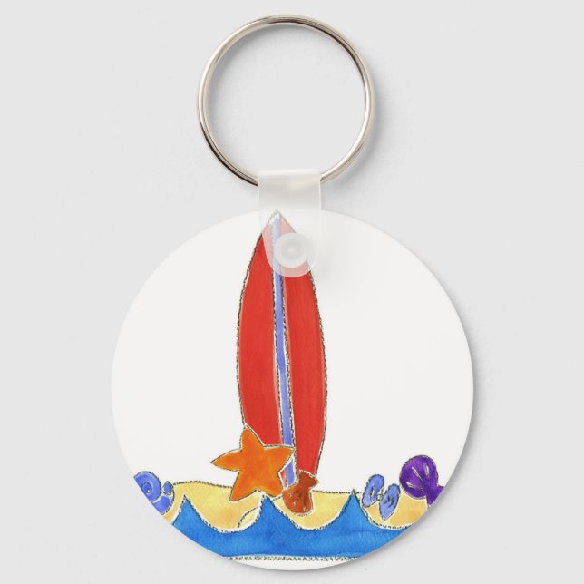 Surf Board Beach Keychain (Front)
