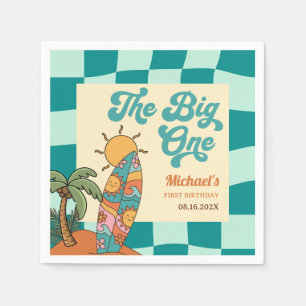 Surf Board Beach Retro Summer 1st Birthday Napkins