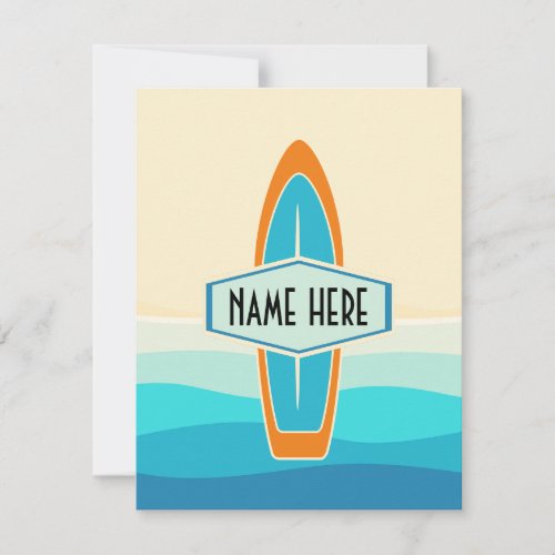 Surf board on beach Flat Holiday Card