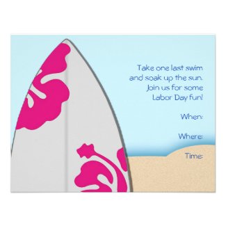 Surf Board on the Beach Party Invitation