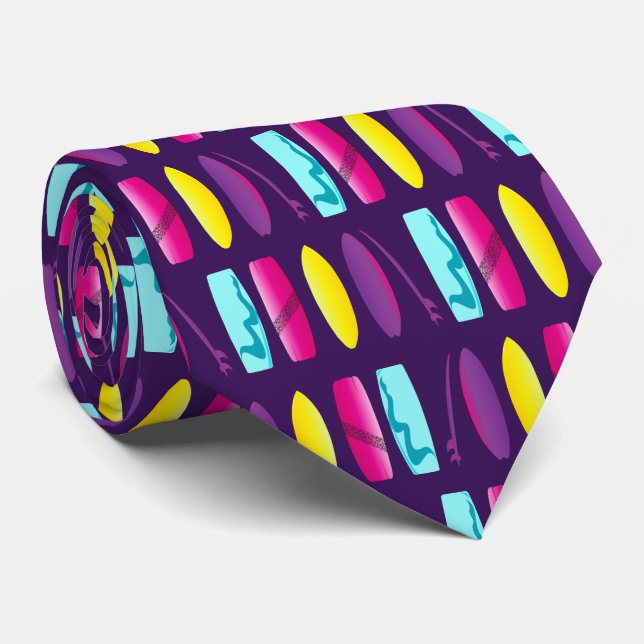 Surf Boards Kiteboarding Fun Beach Patterned Neck Tie (Rolled)