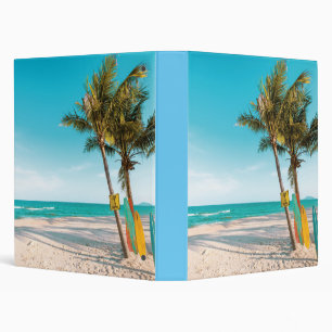 Surf boards on beach throw pillow 3 ring binder
