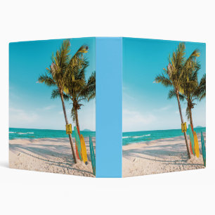 Surf boards on beach throw pillow 3 ring binder