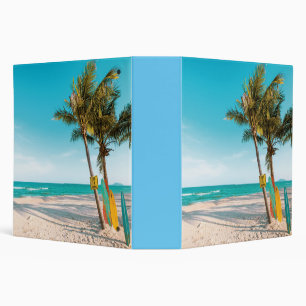 Surf boards on beach throw pillow 3 ring binder