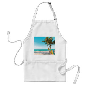 Surf boards on beach throw pillow adult apron