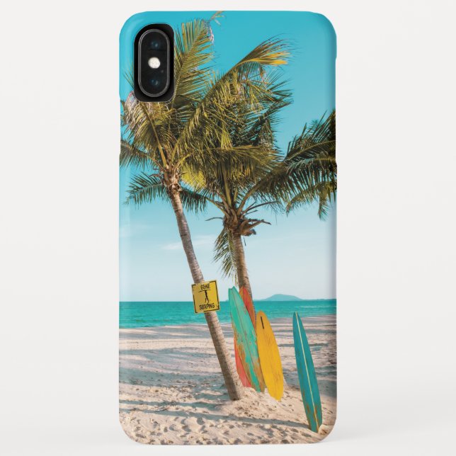 Surf boards on beach throw pillow Case-Mate iPhone case (Back)