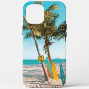 Surf boards on beach throw pillow iPhone 12 pro max case