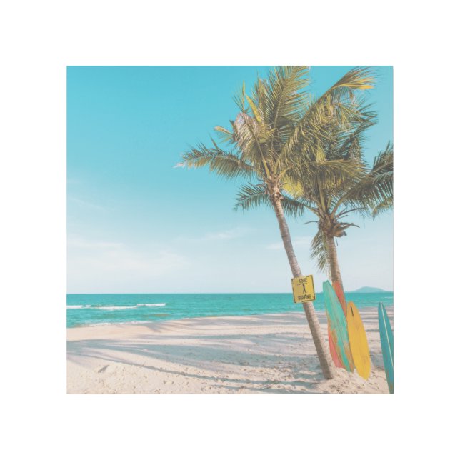 Surf boards on beach throw pillow gallery wrap (Front)