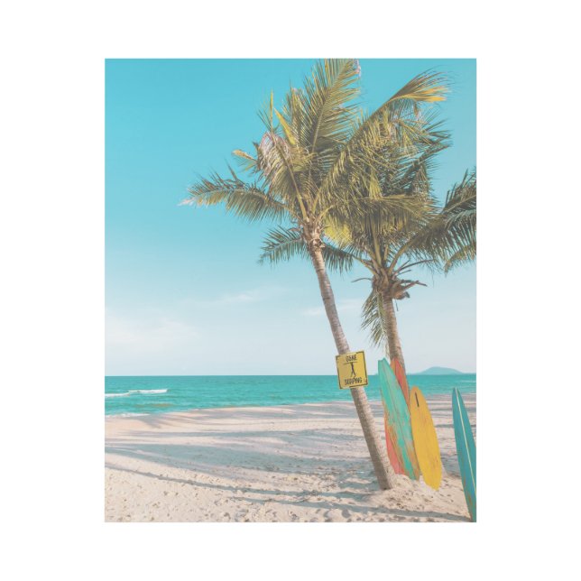 Surf boards on beach throw pillow gallery wrap (Front)