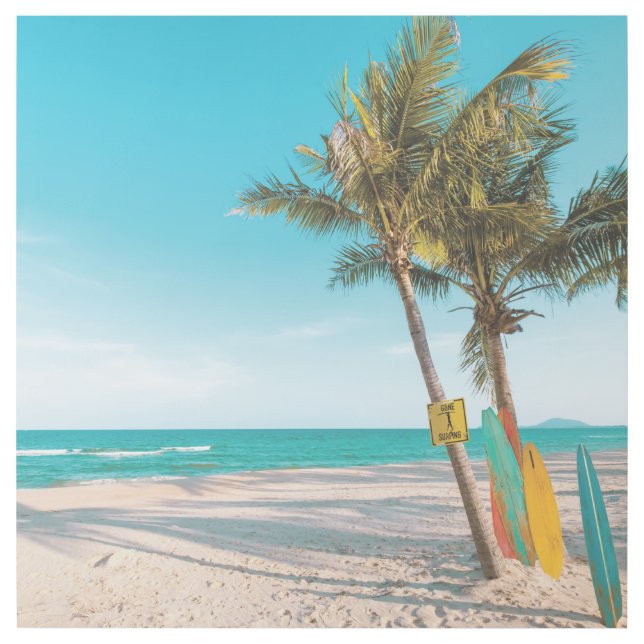 Surf boards on beach throw pillow gallery wrap (Front)