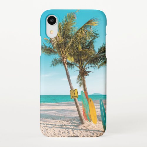 Surf boards on beach throw pillow iPhone XR case