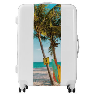 Surf boards on beach throw pillow luggage