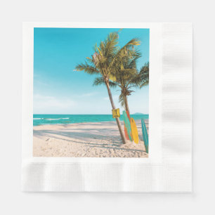 Surf boards on beach throw pillow napkins
