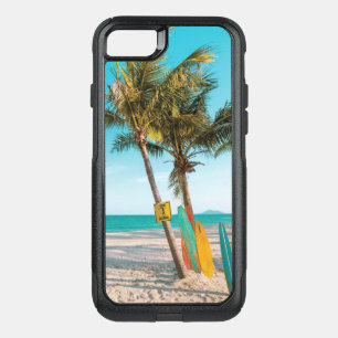 Surf boards on beach throw pillow OtterBox commuter iPhone SE/8/7 case