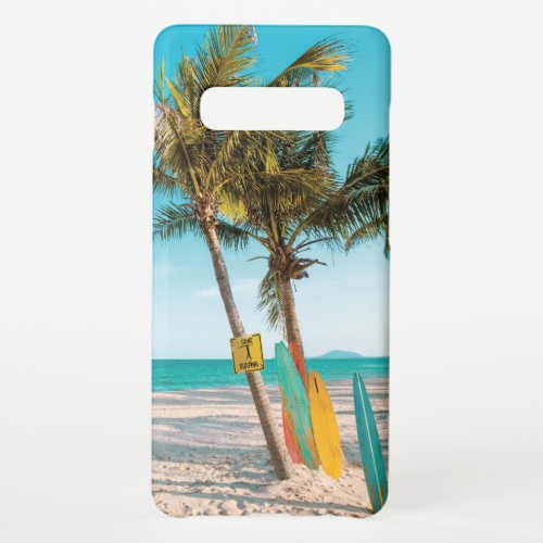 Surf boards on beach throw pillow samsung galaxy s10 case