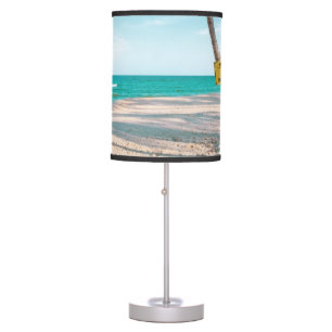 Surf boards on beach throw pillow table lamp